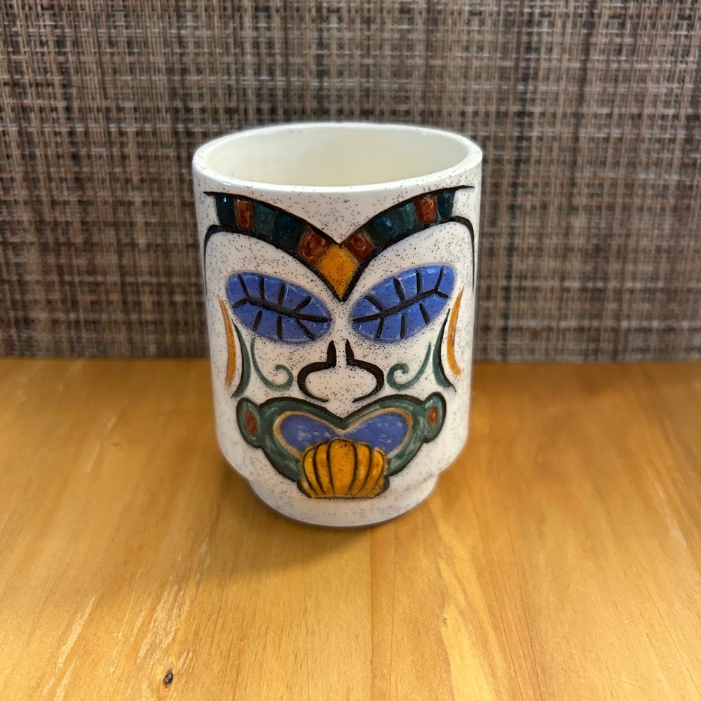 Vintage ceramic Tiki double mask cup